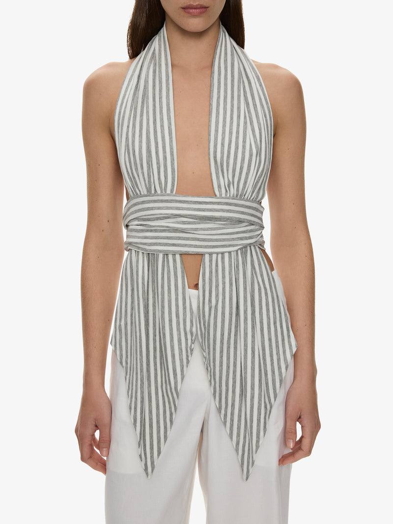Scarf Draped Halter Top - Image 2