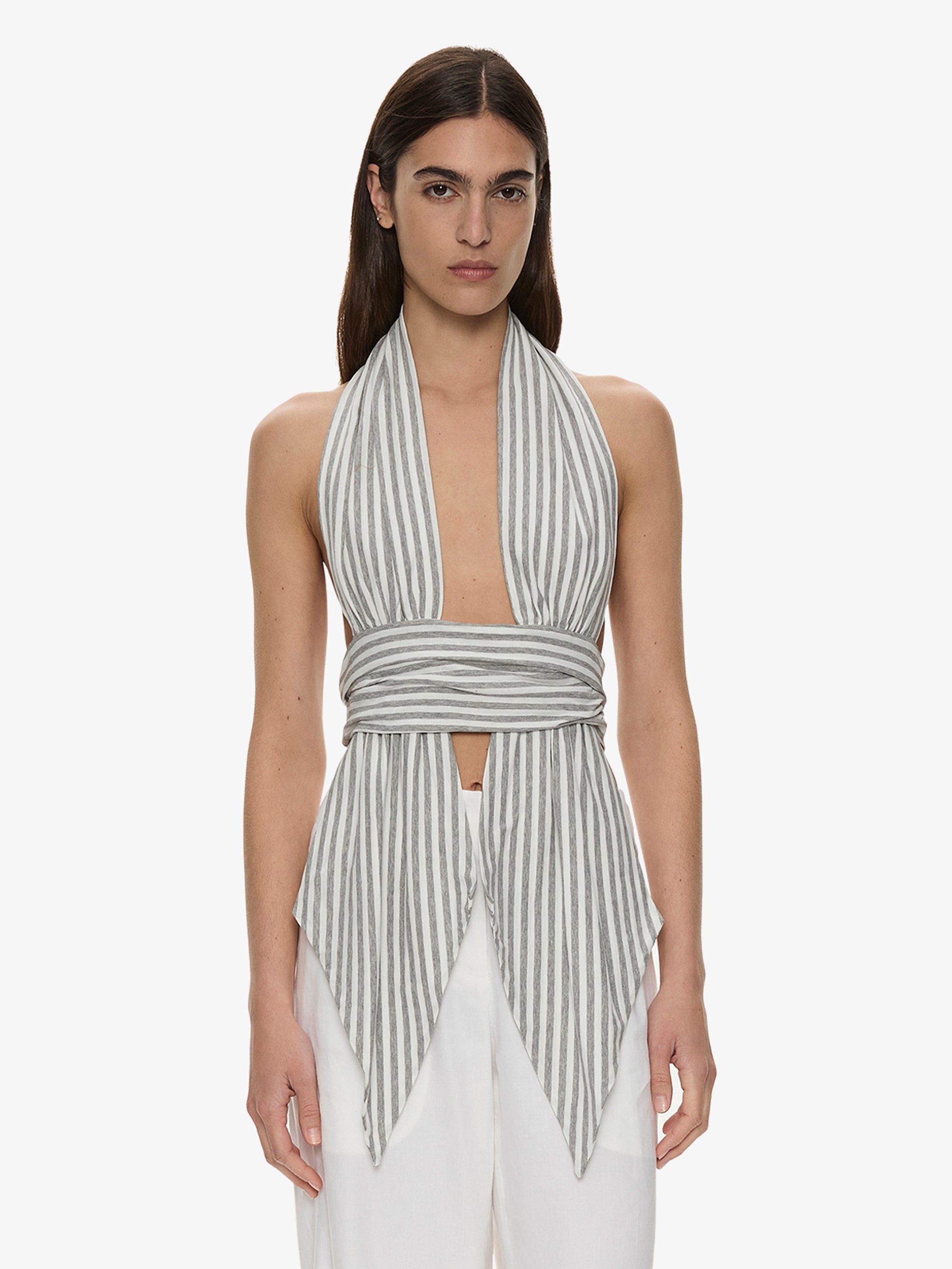 Scarf Draped Halter Top