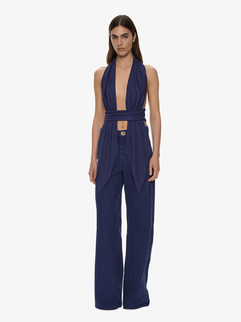 Scarf Draped Halter Top - Image 1