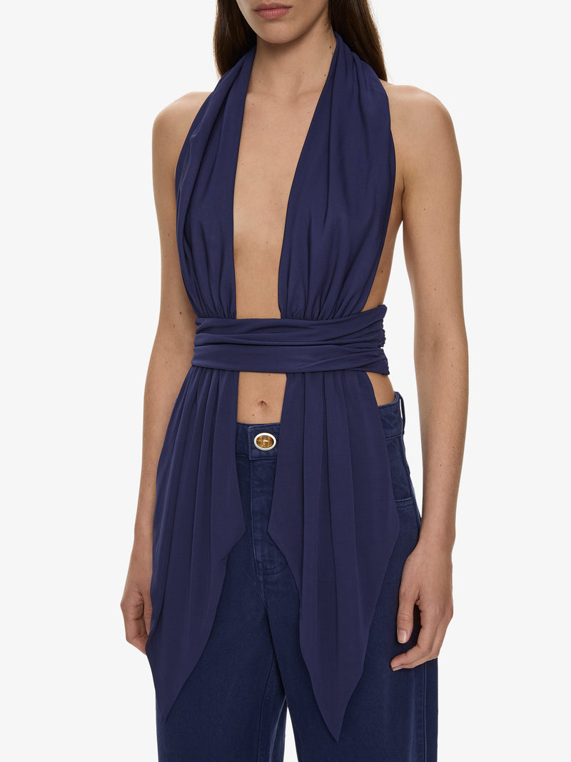Scarf Draped Halter Top - Image 2
