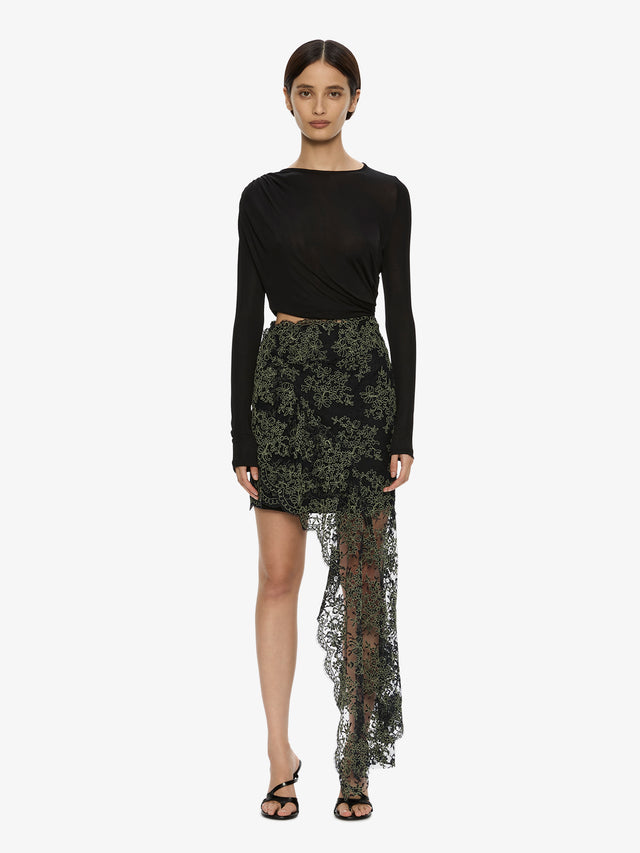 Verve Twisted Tee Lace Long Sleeve Dress