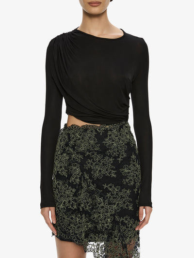Verve Twisted Tee Lace Long Sleeve Dress