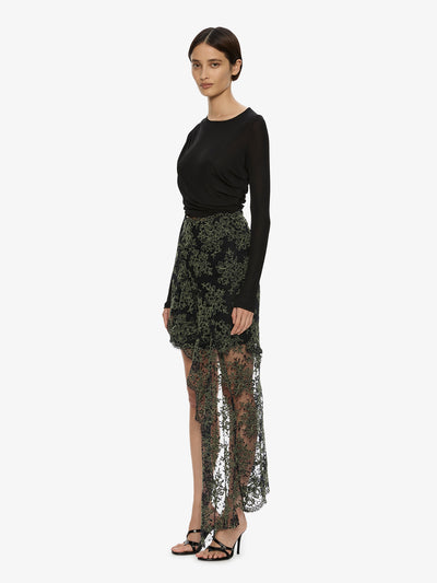 Verve Twisted Tee Lace Long Sleeve Dress