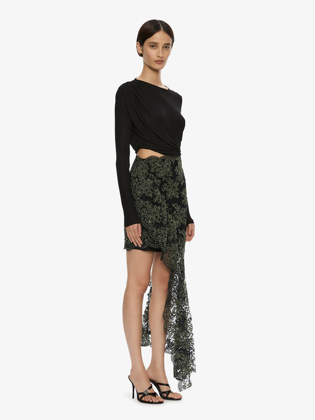 Verve Twisted Tee Lace Long Sleeve Dress