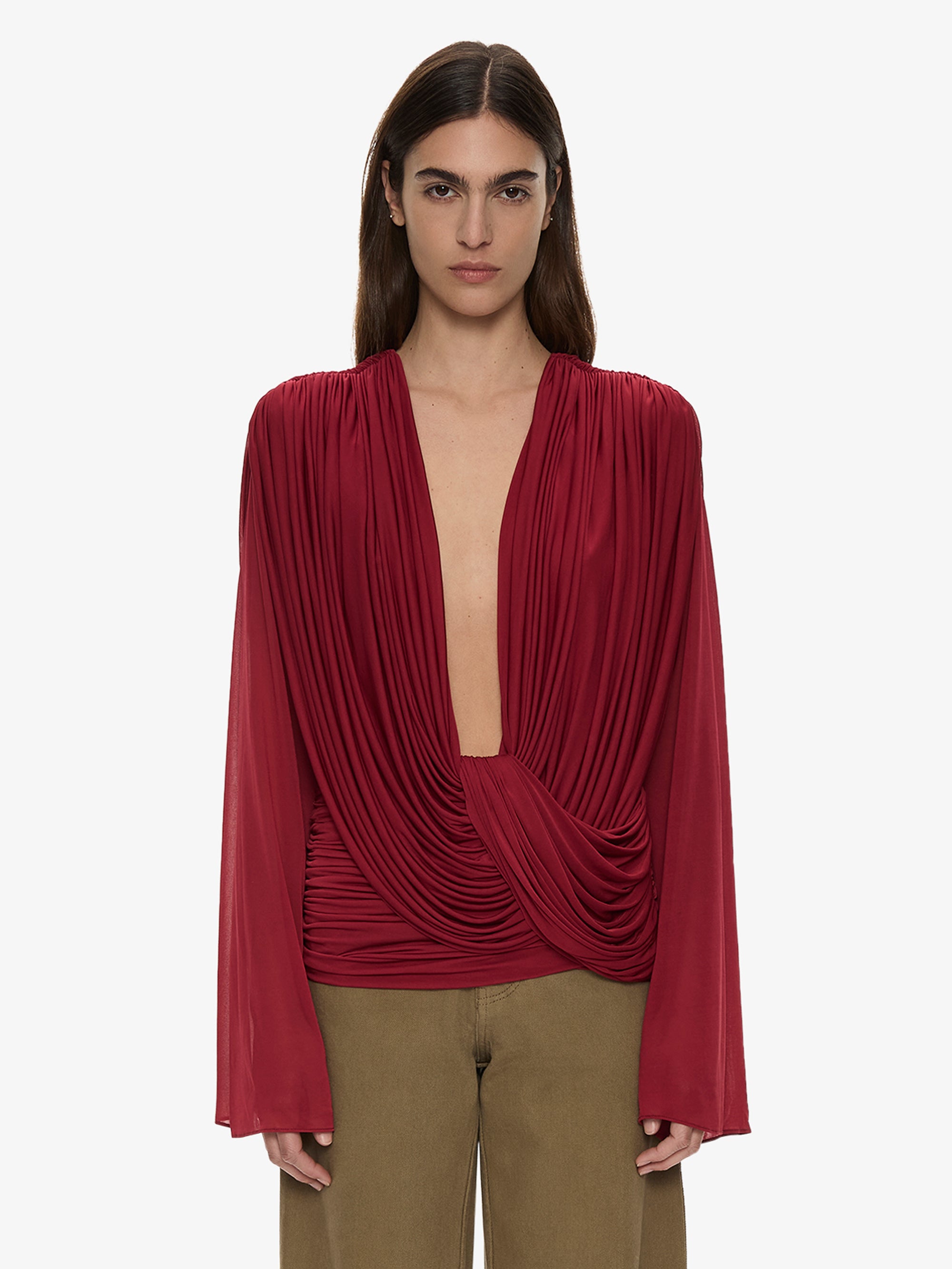 Ripple Drape Long Sleeve Top
