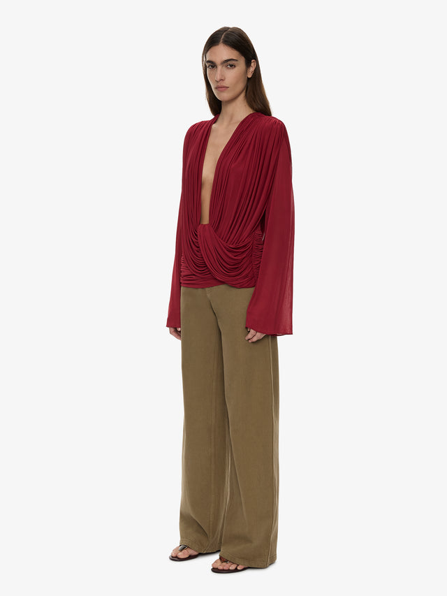 Ripple Drape Long Sleeve Top
