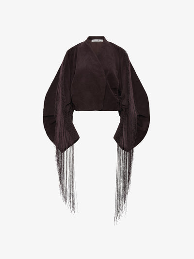 Corduroy Cocoon Fringed Jacket