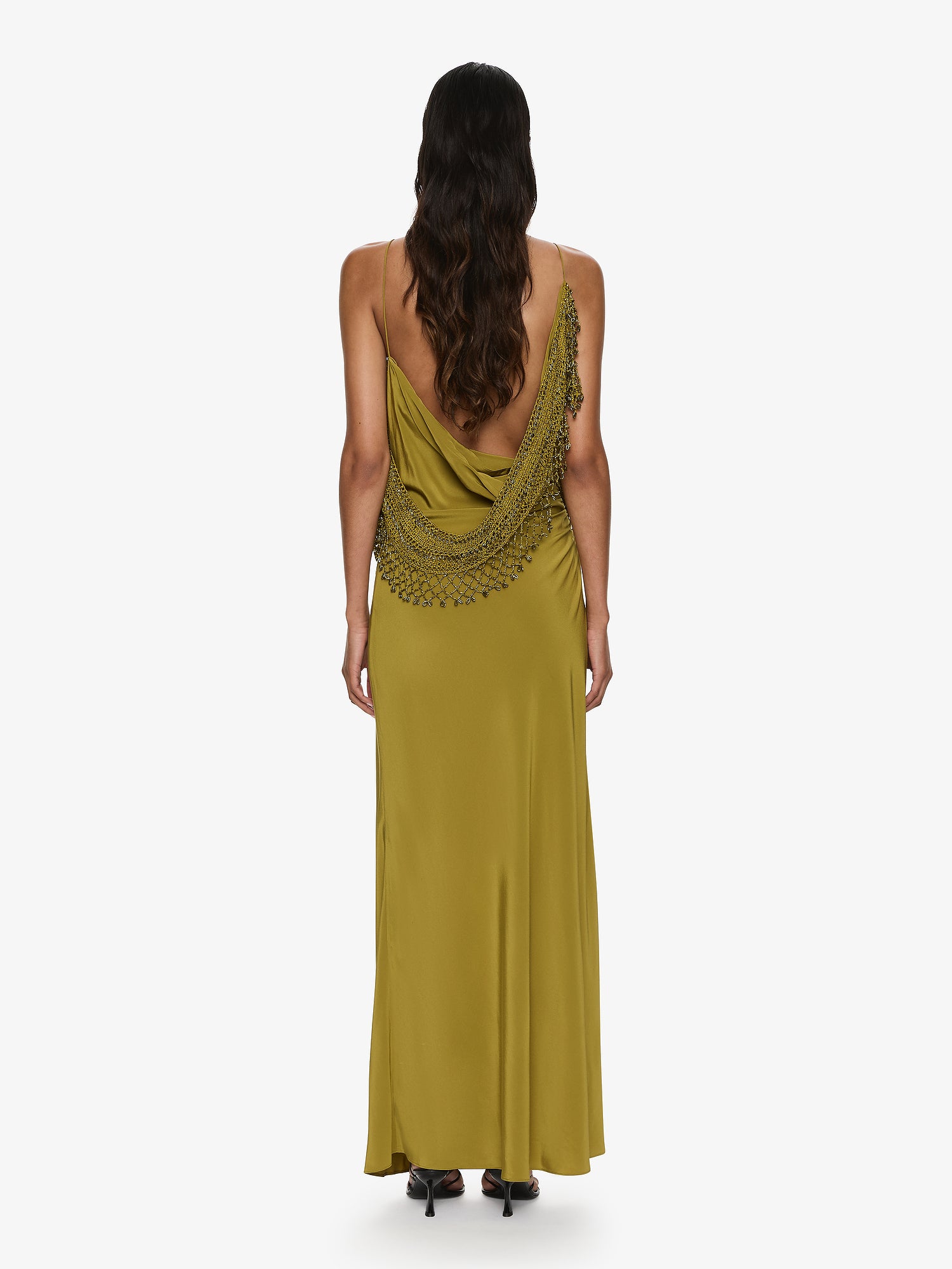 Christopher Esber Droplet Bead Crochet Trimmed Cami Dress in Green Size L Christopher Esber Droplet Bead Crochet Trimmed Cami Dress in Green Size L