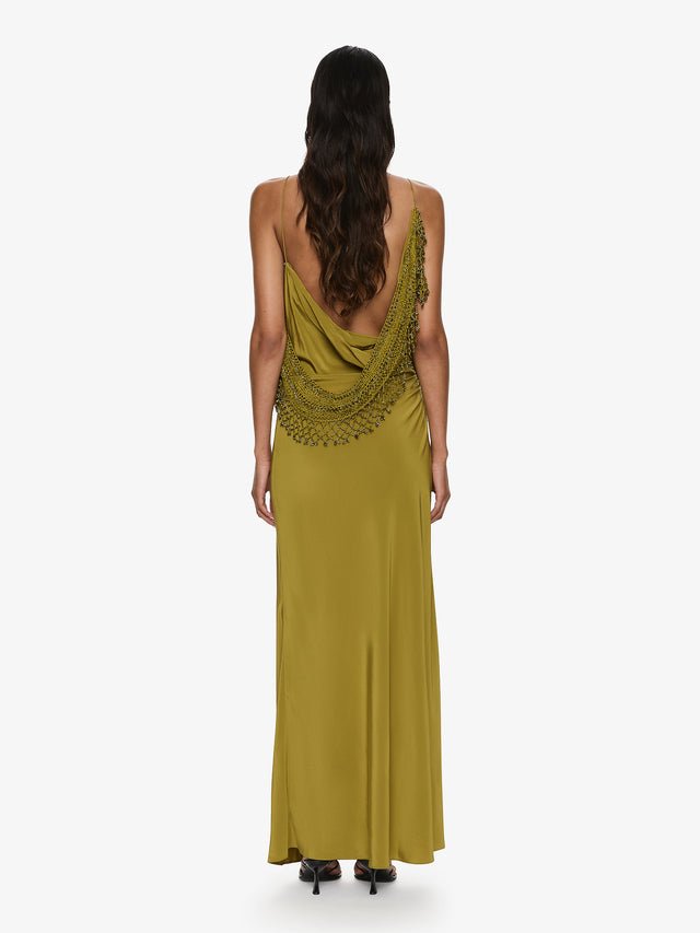 Christopher Esber Droplet Bead Crochet Trimmed Cami Dress in Green Size L Christopher Esber Droplet Bead Crochet Trimmed Cami Dress in Green Size L