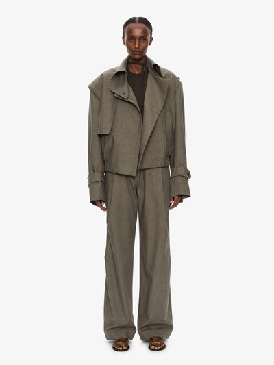 Cropped Trench Bomber Jacket