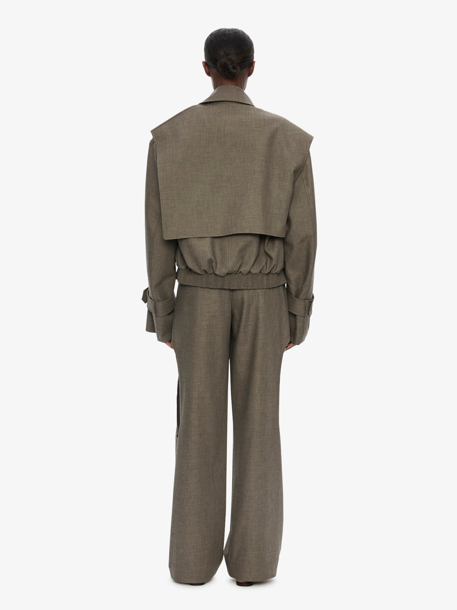 Cropped Trench Bomber Jacket