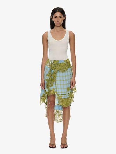 Embroidered Handkerchief Envelope Midi Skirt