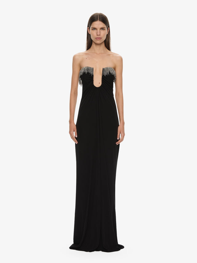 christopher esber crochet fringe strapless dress Christopher Esber Crochet Fringe Strapless Dress - Black