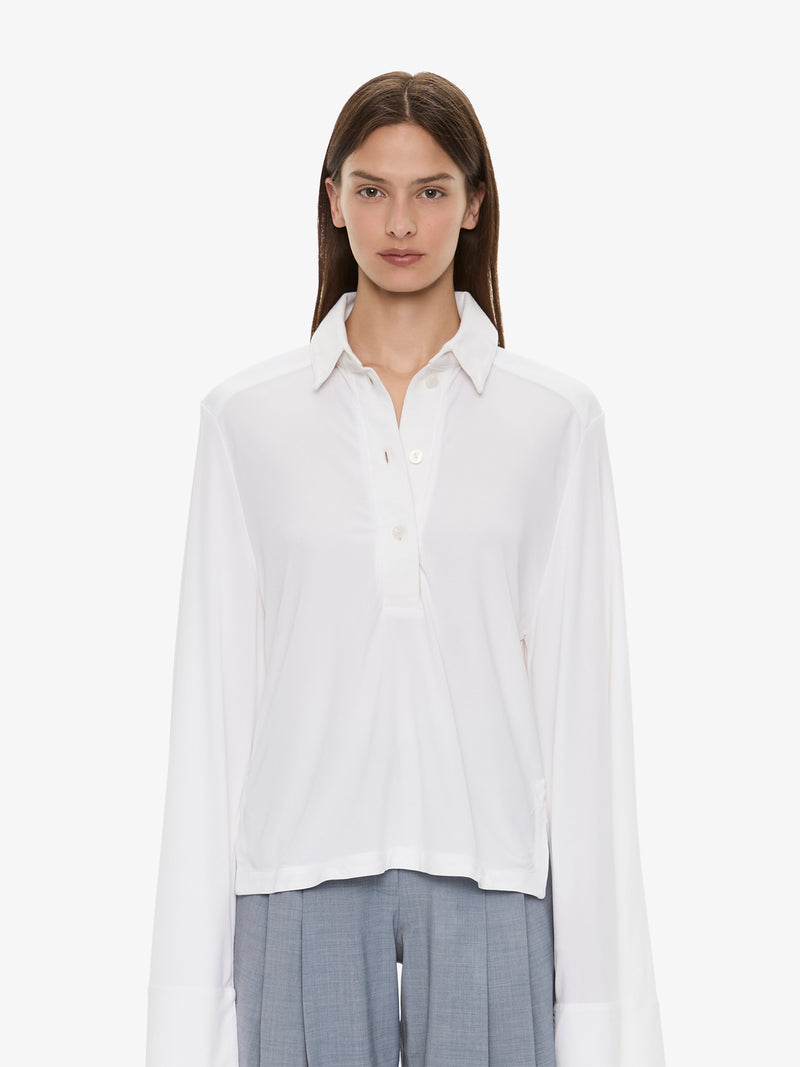 Deconstruct Denim Long Sleeve Polo - Image 1
