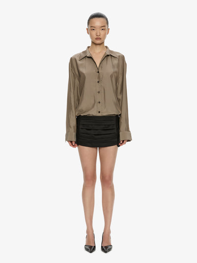 Tuxedo Cummerbund Wool Skirt