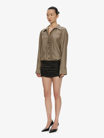 Tuxedo Cummerbund Wool Skirt