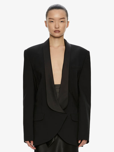 Tuxedo Contrast Wool Blazer