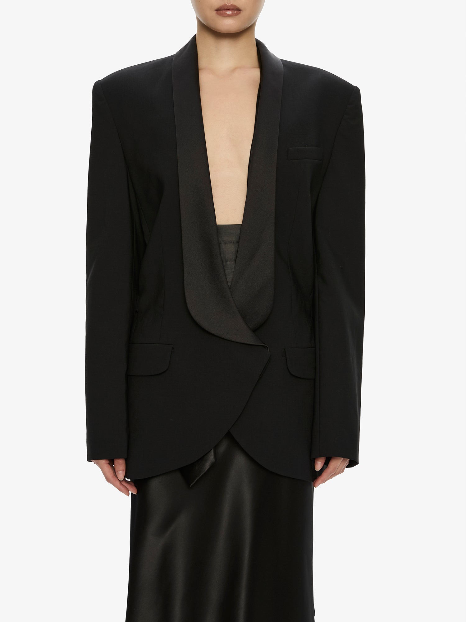 Tuxedo Contrast Wool Blazer