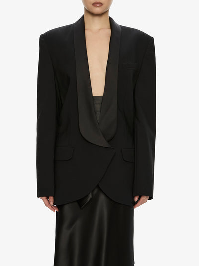 Tuxedo Contrast Wool Blazer