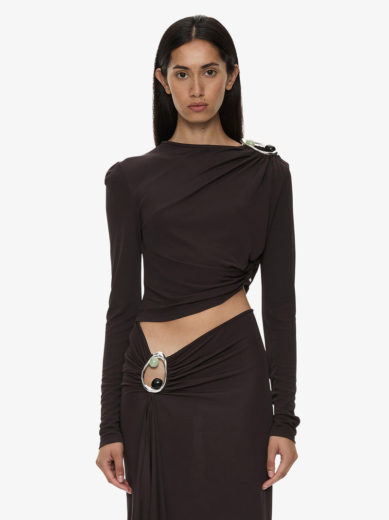 Orica Crystal Ruched Long Sleeve Top - Image 1