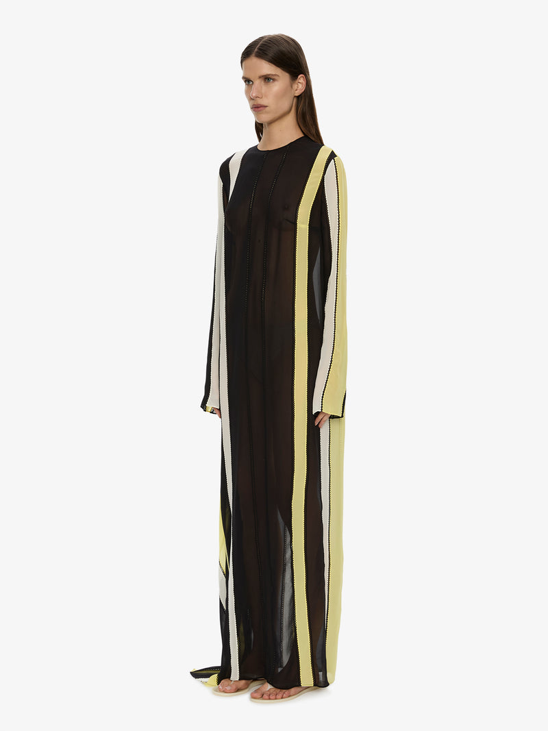 Vin Panelled Picot Silk Long Sleeve Dress - Image 2