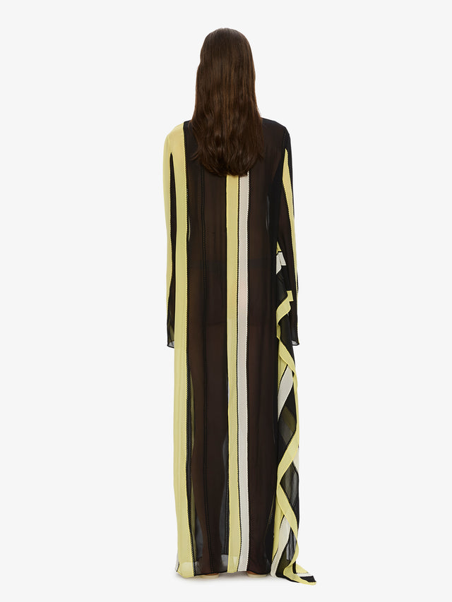 Vin Panelled Picot Silk Long Sleeve Dress