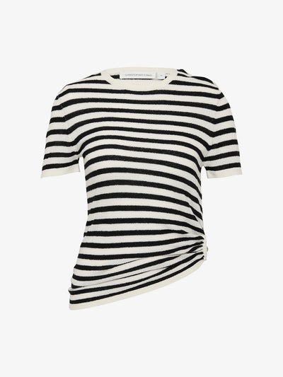 Stripe Knit Ruched Orbit Tee