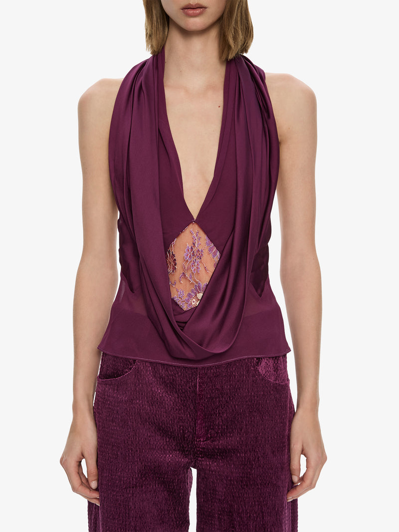 Cesura Cowl Lace Halter Top - Image 4