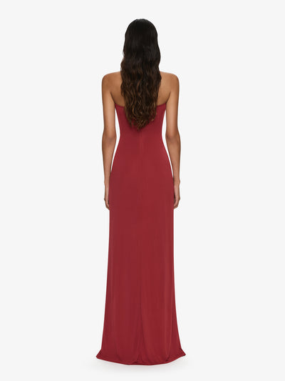 Arced Palm Strapless Dress