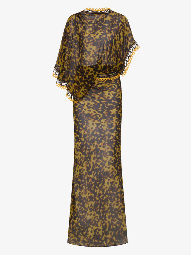 Roule Trimmed Backless Drape Dress