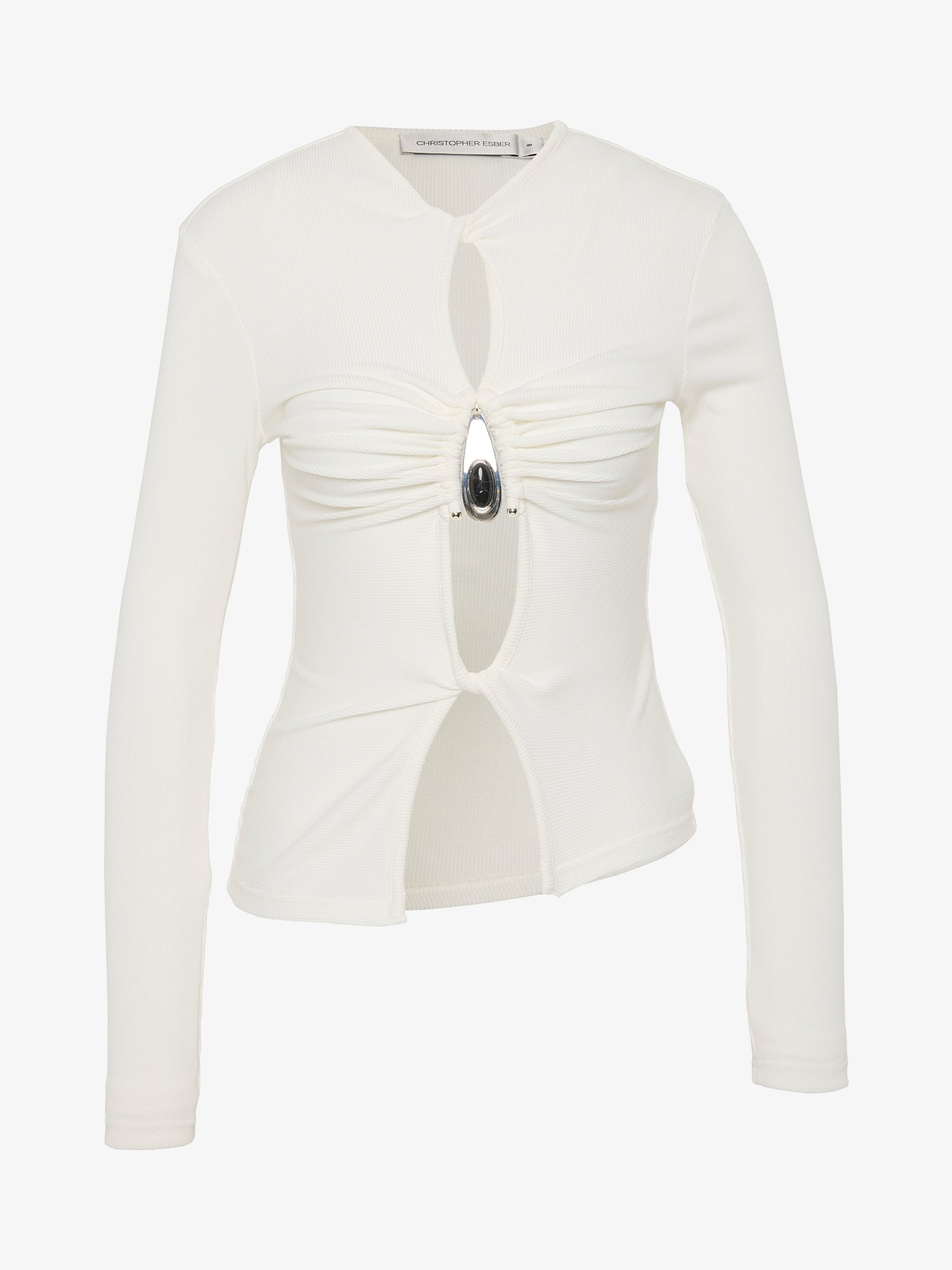 Crystal Pendant Open Twist Long Sleeve Top