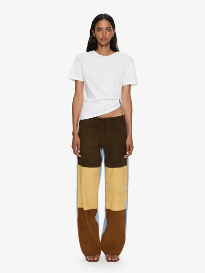 Spliced Suede Denim Jean