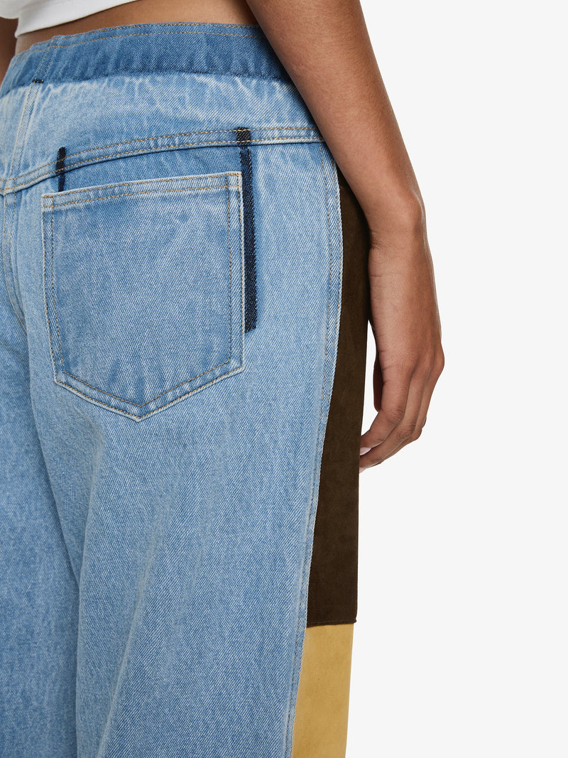 Spliced Suede Denim Jean - Image 4