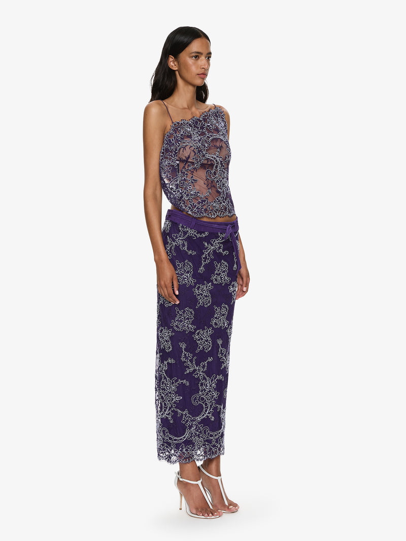 Iris Lace Suede Belted Skirt - Image 2