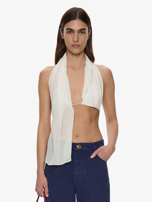 Silk Scarf Chain Bra Top