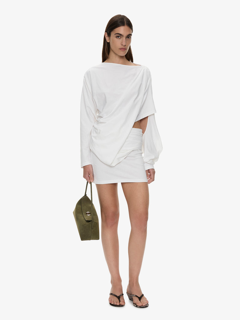 Aiba Draped Cotton Jersey Long Sleeve Dress - Image 3