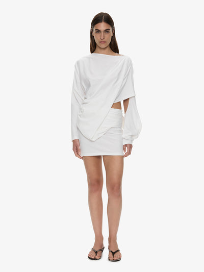 Aiba Draped Cotton Jersey Long Sleeve Dress
