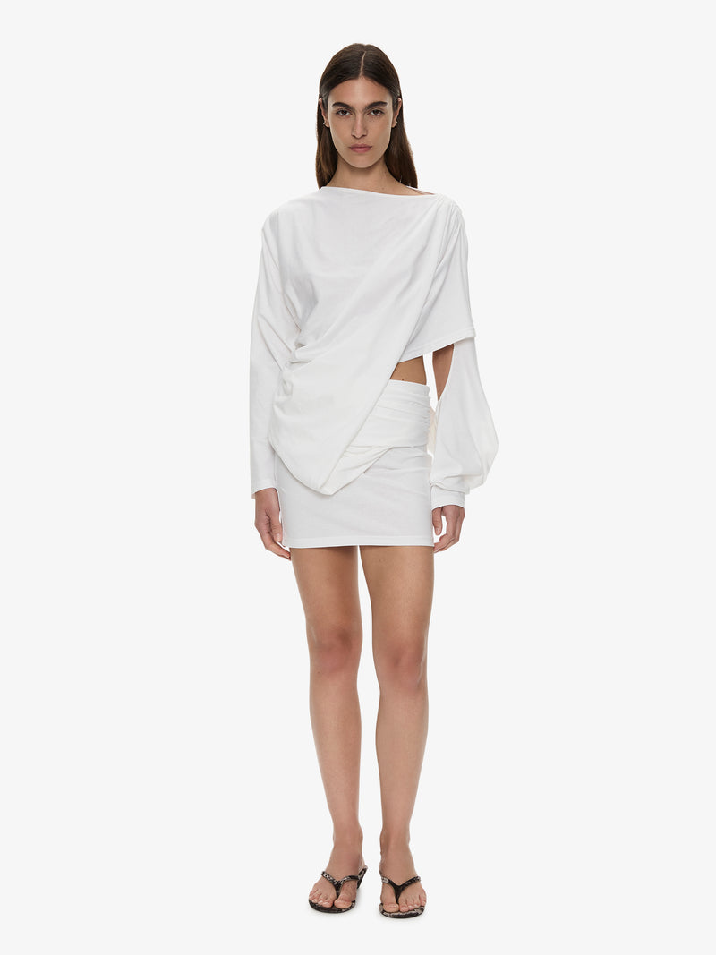 Aiba Draped Cotton Jersey Long Sleeve Dress - Image 1