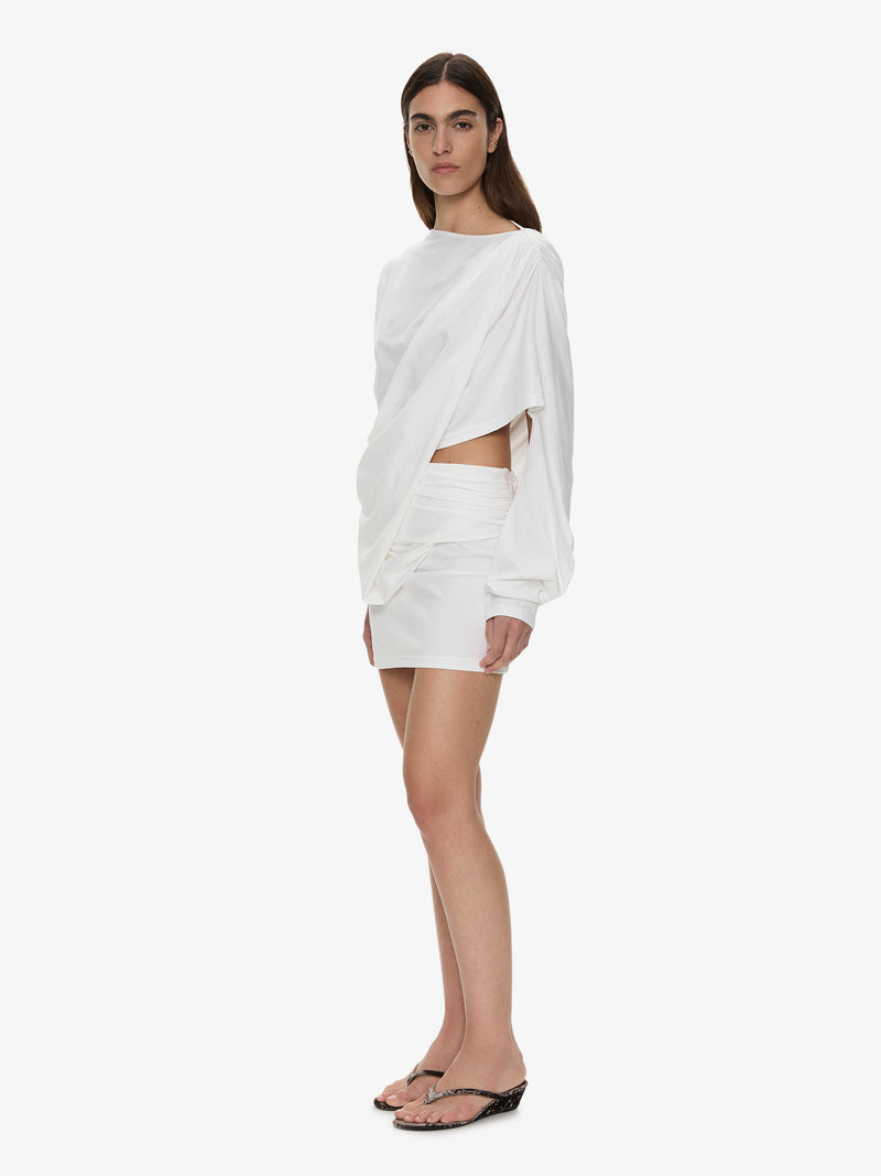 Aiba Draped Cotton Jersey Long Sleeve Dress - Image 4