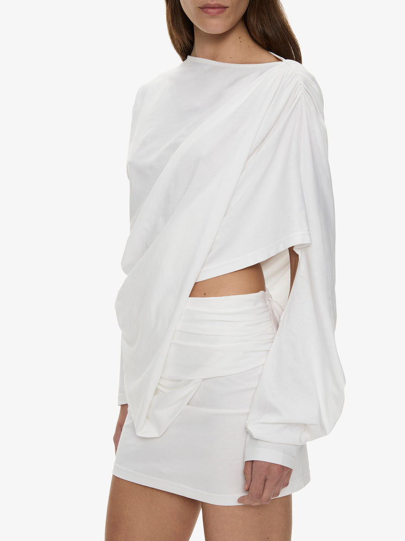 Aiba Draped Cotton Jersey Long Sleeve Dress - Image 2