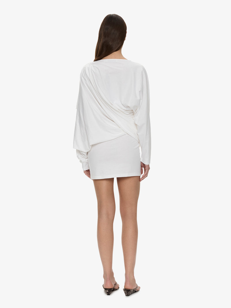 Aiba Draped Cotton Jersey Long Sleeve Dress - Image 5
