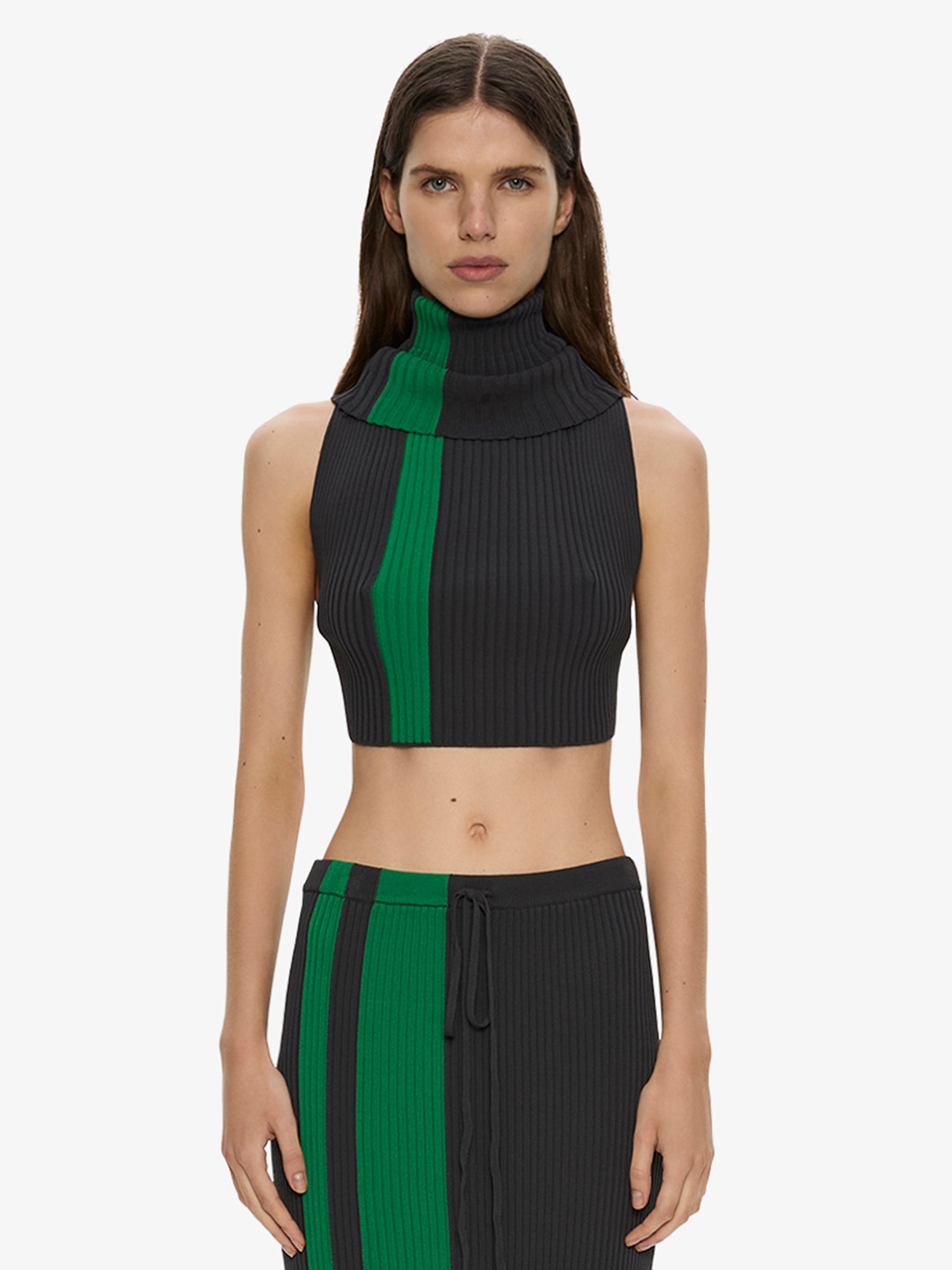 Mach Stripe Turtleneck Crop