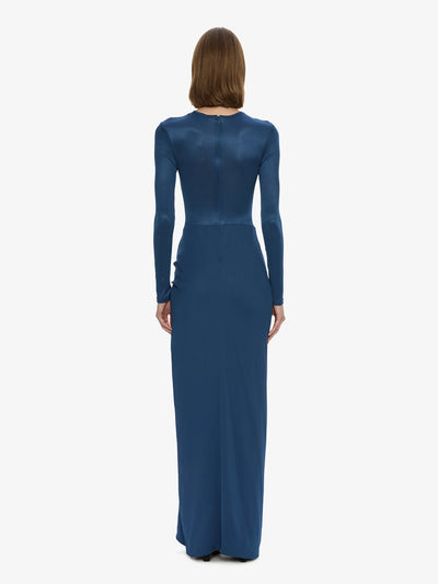 Open Twist Ruched Long Sleeve Dress