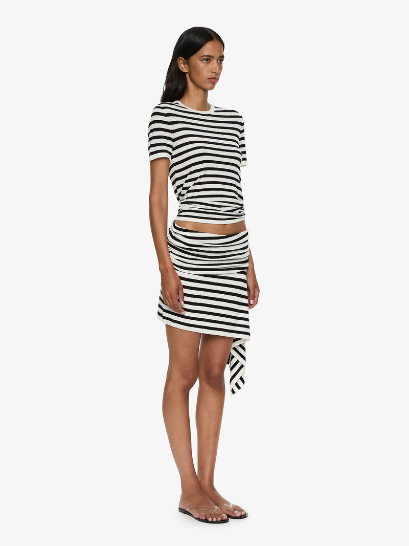 Stripe Knit Extension Drape Mini Skirt - Image 2