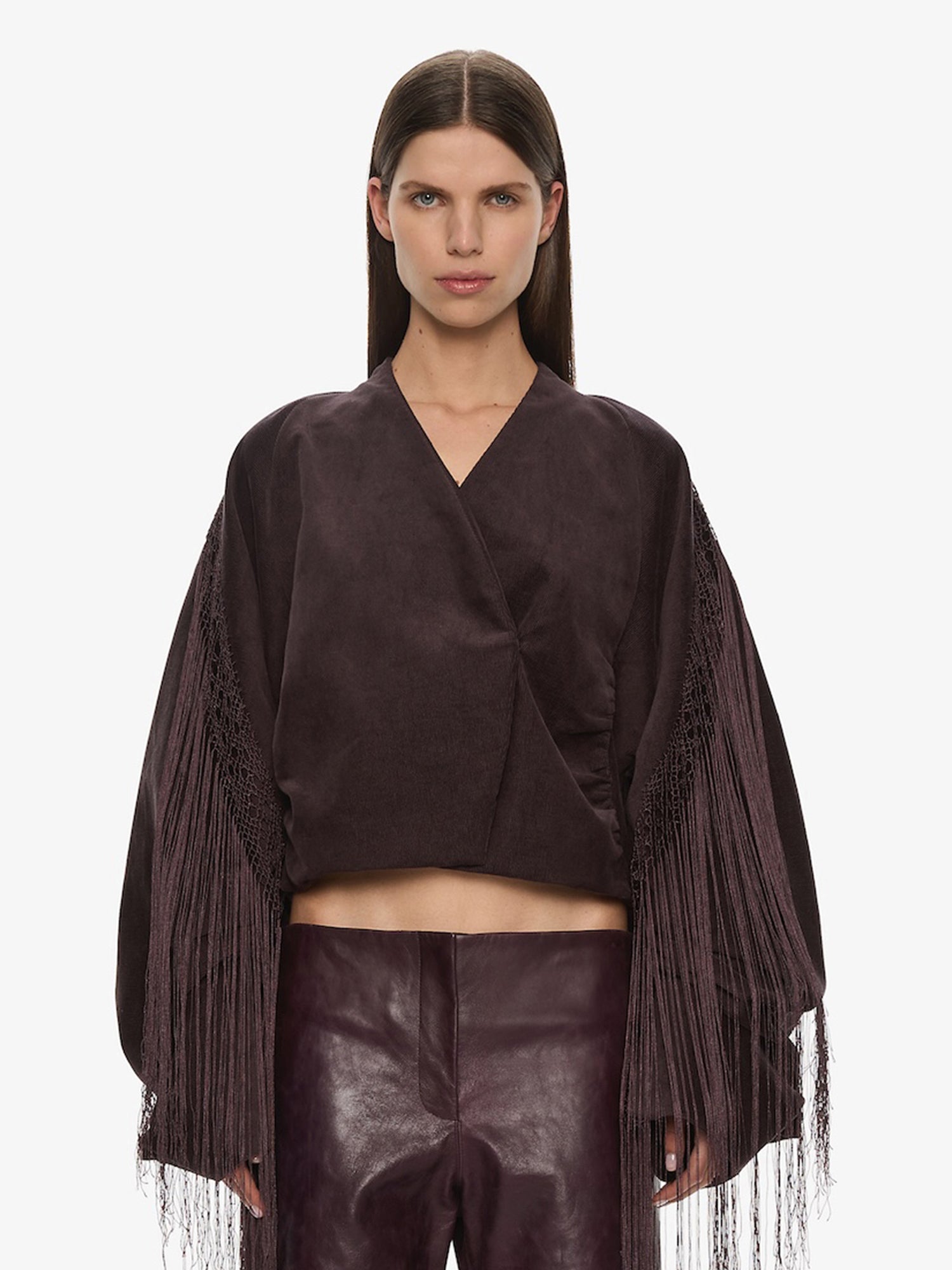 Corduroy Cocoon Fringed Jacket