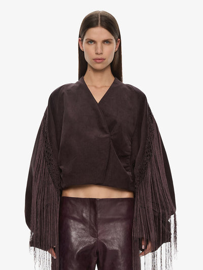 Corduroy Cocoon Fringed Jacket