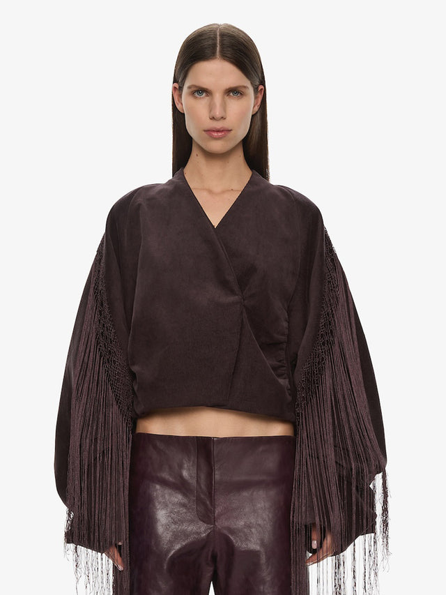 Corduroy Cocoon Fringed Jacket