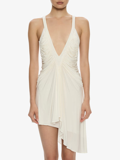 Suspended Jersey Fluted Mini Dress