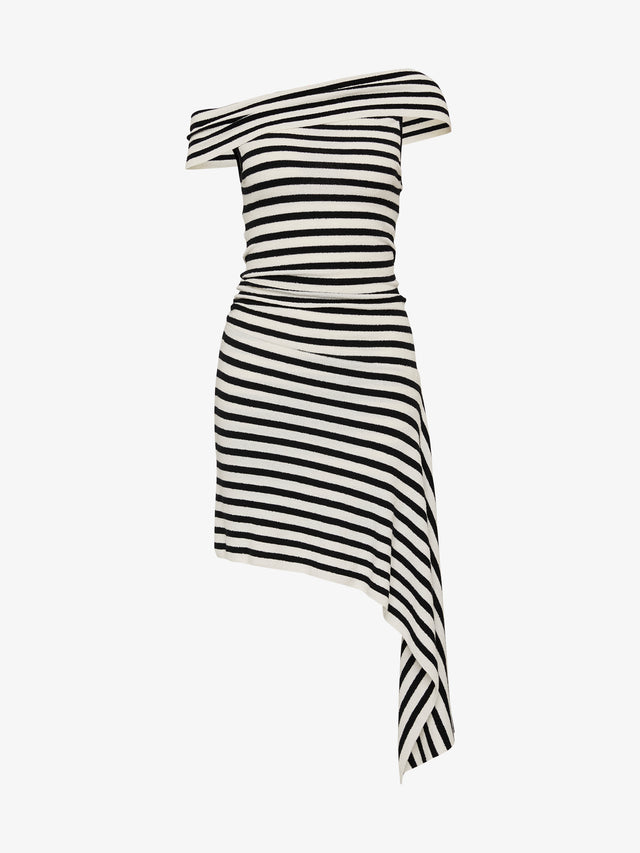 christopher esber straccio knitted extension drape mini dress Christopher Esber Striped Draped Mini Knit Skirt In Cielo Blue/ Multi - 50% Off