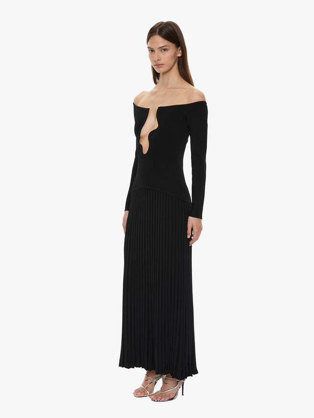Salacia Pleated Off Shoulder Dress